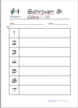 Schrijven 8: Cijfers 1-10 (zonder voorbeeld)