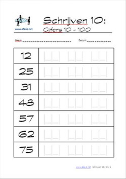 Schrijven 10: Cijfers 10-100 (zonder voorbeeld)